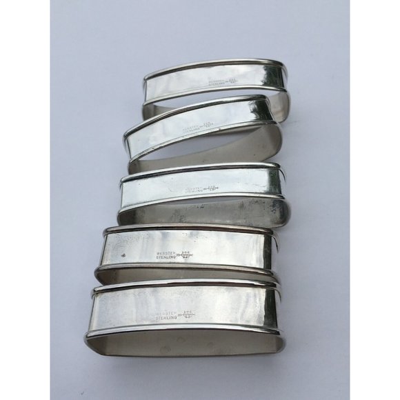 Lot of 5 Vintage Webster Sterling Silver Rectangular Napkin Ring - No Monogram - Picture 4 of 4